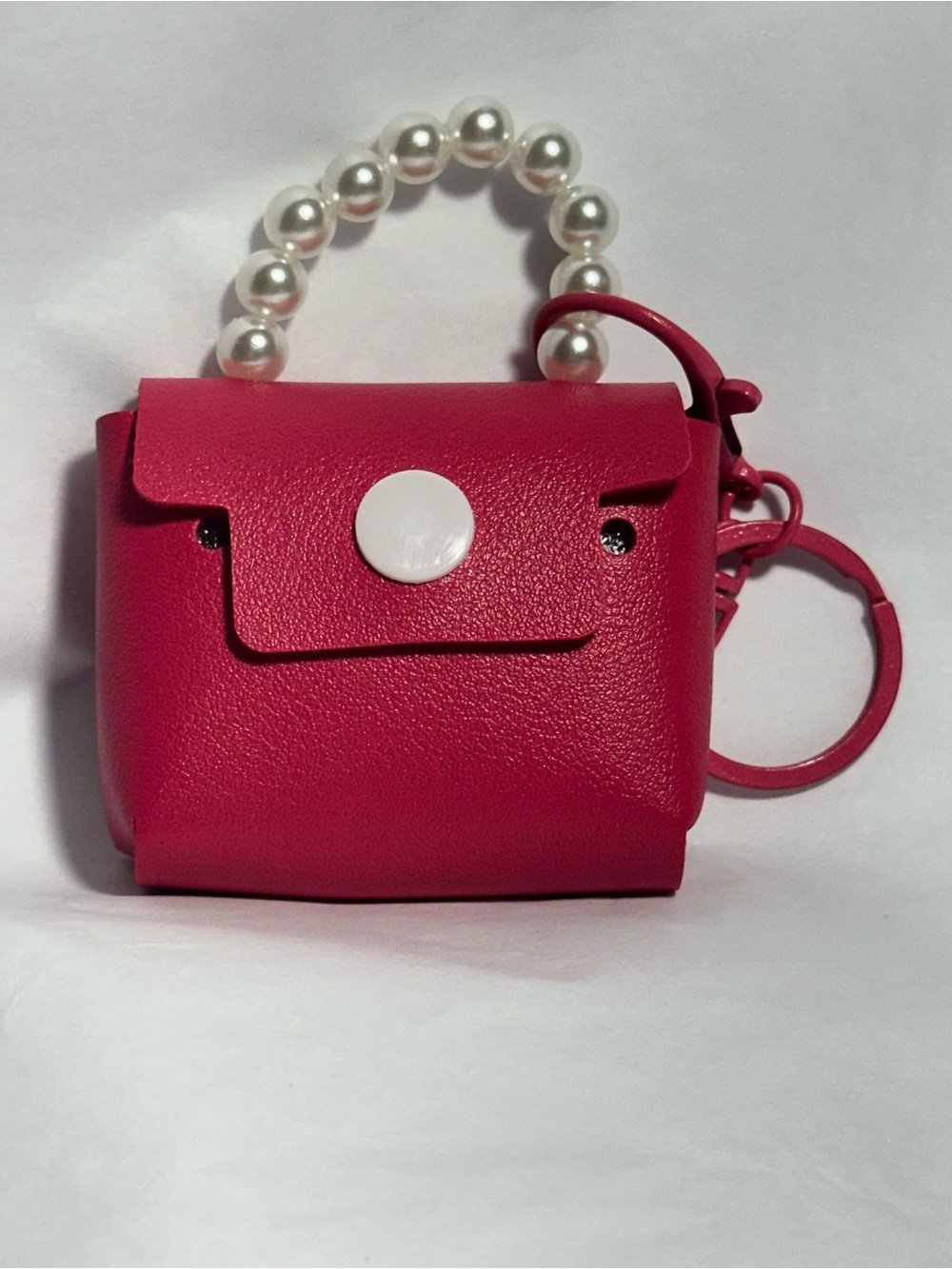 Pearl-Handle Mini Handbag Keychain